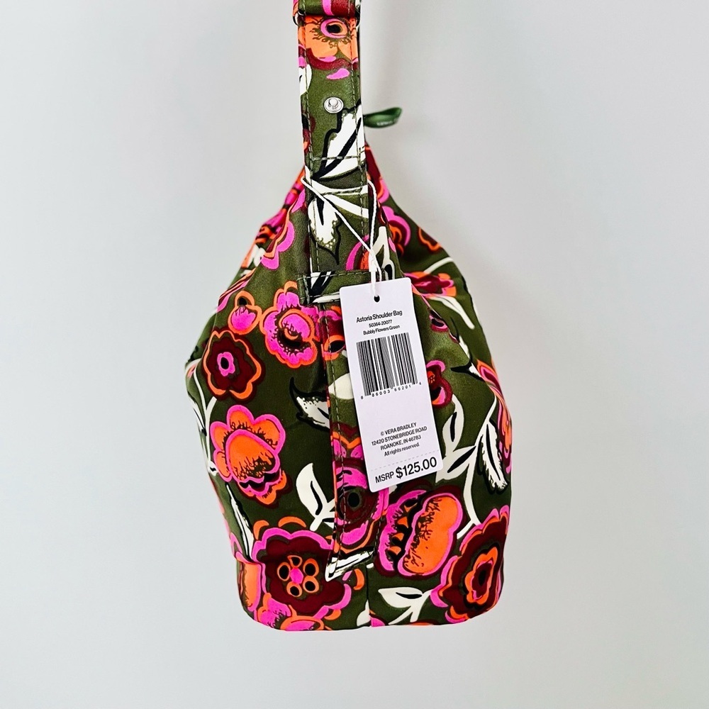 Vera Bradley Astoria Shoulder Bag | Bubbly Flowers Green | Medium - Picture 4 of 6
